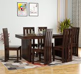 Woodora Solid Sheesham Wood 6 Seater Dining Set (Walnut Finish)